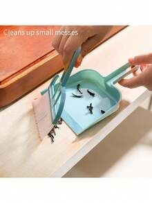 Mini Desktop Broom And Dustpan Set Handheld Pet Window Sill Keyboard Cleaning Plastic Small Shovel Durable Dustpan - Blue - View 3