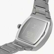 Guess Relógio Multifuncional de Quartzo com Cristal Phoenix GW0094G3 para Homens, Pulseira de Aço Inoxidável Preta, Mostrador em Formato de Barril, Relógio de Pulso de Luxo, Adequado para Uso Diário e Estilo de Rua, Presente da Moda para Homens, Ideal para Namorado - Prata - Visão 6