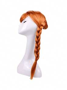 1 pieza Peluca de trenzas dobles de niña morena, adecuada para Navidad, carnaval, fiesta, actuación en el escenario, cosplay - Marrón - Ver 7