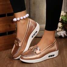 Outdoor Travel Loafers For Women Casual Flat Metal Buckle Comfortable Lightweight Slip On Shoes - Vàng - Xem 6
