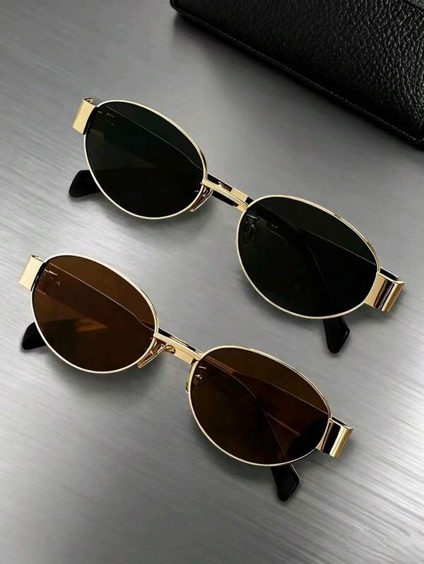 1/2 piezas de gafas de mujer con marco de metal ovalado/poligonal, adecuadas para uso diario y actividades al aire libre