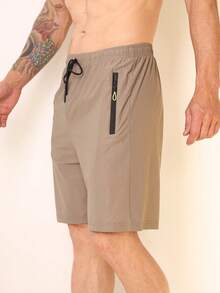 Bermuda Shorts Plain Imported Men's Ice Silk Gym Spandex Casual Yoga Shorts Quick Drying Fat Plus-Size G1 G2 G3 G4 - 淺棕色 - 查看 2
