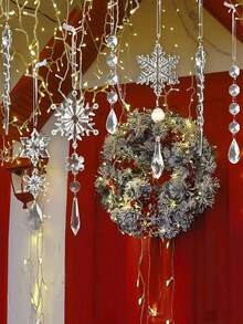 Lot de 10 ornements de Noël en cristal pour la décoration du sapin de Noël - Flocons de neige et glaçons en acrylique bleu clair avec pendentifs pour les décorations de fête du Nouvel An