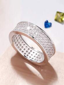 1pc Fashionable Exquisite Crossed Full Ring For Women, Great Gift For Valentine's Day, Date, Anniversary - Silver - View 7