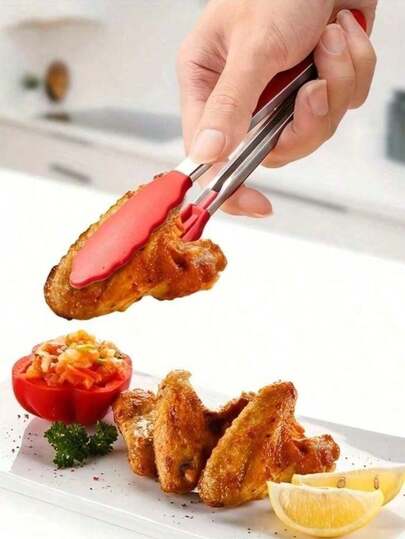 2pcs Stainless Steel Food Clamp For Multi-Functional Barbecue, Grilling And Cooking Food, With Silicone Tip, Anti-Slip And Heat Resistant, Independent Day Halloween Christmas Party Supplies Outdoor Camping Barbecue Accessories Holiday Essential, Home Life | Kitchen & Dining | Kitchen Utensils | Other Kitchen Tools (Color Style Random)