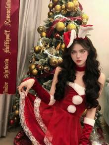 1 套圣诞战士性感妖妇连帽斗篷连衣裙红色紧身连衣裙服装，适合化妆舞会、酒吧派对、俱乐部穿着