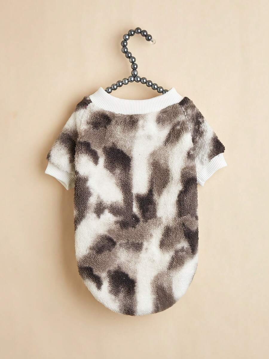 1pc Autumn/Winter Plush Pet Sweatshirt, Tie-Dye Pattern, Suitable For Cats & Dogs, Fashionable Pet Clothing - Multicolor - View 1