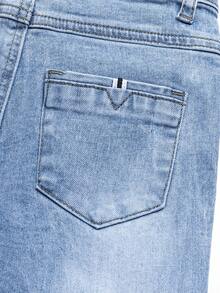 Boys' Classic Dark Washed Blue Straight Leg Jeans, Suitable For Summer & Autumn - Medium Wash - View 12