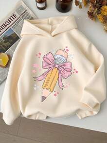 少女卡通图案保暖卫衣