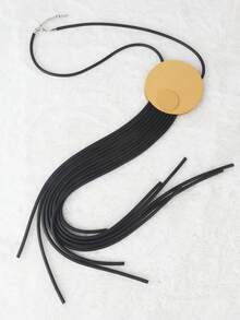 MARLIWOO Exaggerated Tassel Pendant Necklace - Black - View 15