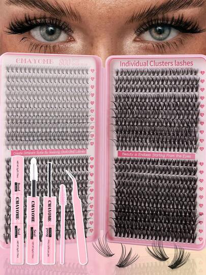 800 racimos de pestañas segmentadas en forma de D, 10D+20D+30D+40D+50D+60D+80D+100D+120D+150D mezcla de longitudes, pestañas negras naturales y esponjosas de un solo hilo, voluminosas. Diseño voluminoso que permite una aplicación sencilla incluso para principiantes. Duraderas y elegantes, cómodas de llevar, adecuadas para extensiones de un solo hilo en fiestas, reuniones, viajes y talla grande. Longitudes mixtas de 8-18 mm. Incluye adhesivo y sellador para pestañas, pinzas para pestañas y cepillo para pestañas.