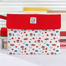 2025新款夏季可爱格子狗纽扣文件夹袋，便携式A4学习用品收纳袋，学校用品，返校 - 彩色 - 查看 13