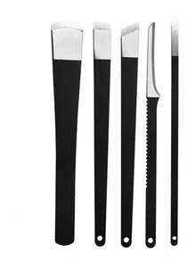 Set de 5 piezas de pedicura de acero inoxidable premium - Incluye removedor de callosidades, cortaúñas para uñas encarnadas, empujador de cutículas y lima de uñas, para pies suaves