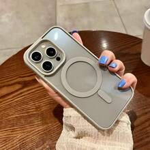 Ốp lưng điện thoại sạc không dây từ tính trong suốt sang trọng cho IP17 16 15 14 13 12 11Pro Max 7/8Plus Xsmax/Xr/X Ốp lưng chống sốc bằng acrylic trong suốt siêu mỏng khung cứng 17Air - Xám - Xem 2