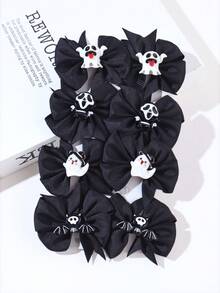 8pcs Kids Cute Floral Cartoon Creative Hair Clips, Fashionable Halloween Party Accessories, No Card Paper Packaging