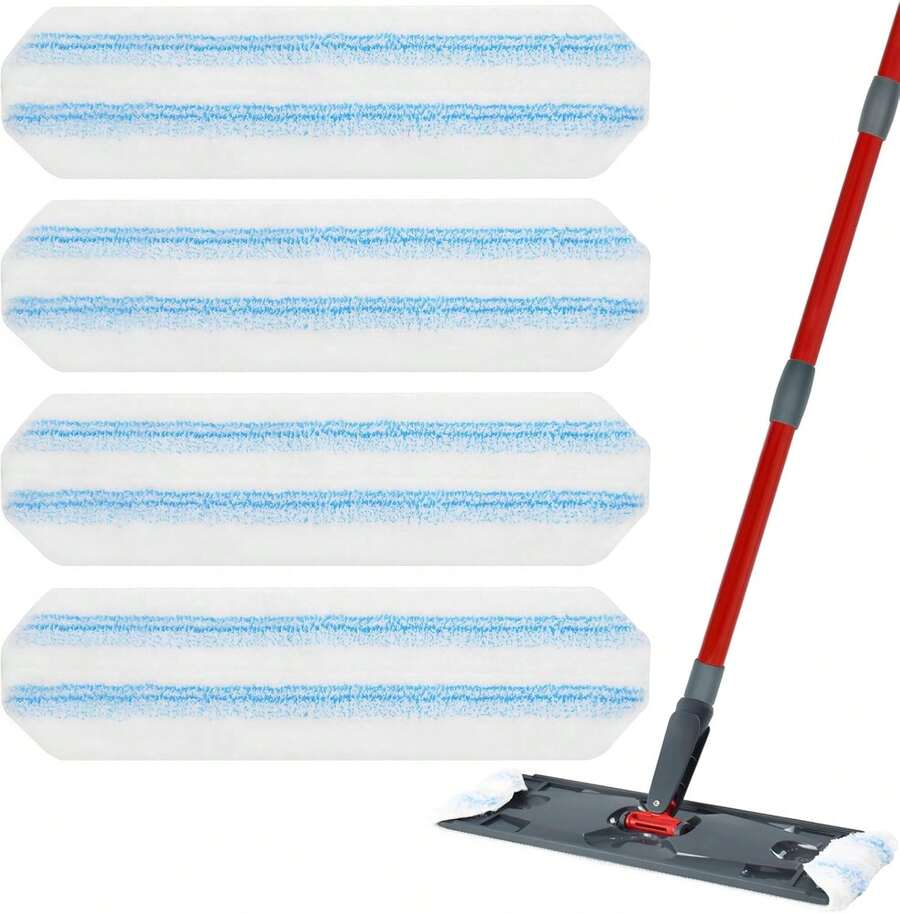 Mop Replacement Pads For Ocedar H2prO Flat Mop, 4 Pack Mop Refills For O-Cedar H2pro Flat Mop, Machine Washable Reusable Microfiber Mop Heads Replacements For Ocedar H2 Pro Mop - Apricot - View 1