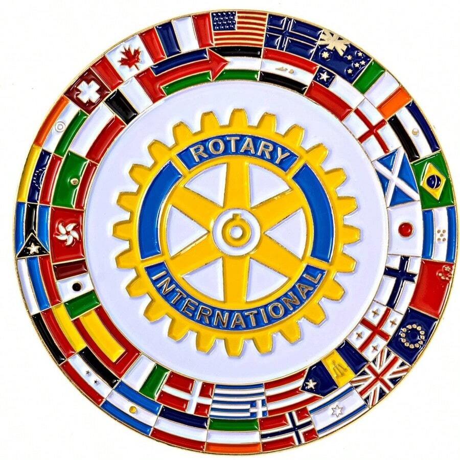 Rotary International - Emblema fraternal para auto con banderas, multicolor 3 pulgadas de dimetro - Multi colorido - Ver 1