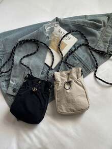 运动旅行小号单肩包 - 女士纯色斜挎手机包，带拉链口袋 | 休闲简约零钱包和耳机收纳包 | 轻便时尚布包，适合跑步、旅行和校园生活 | 多功能斜挎包，可装手机、钱包、返校必备品和日常穿搭配饰，小巧便携 - 彩色 - 查看 11