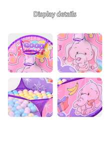 1 szt. przenośny, sześciokątny, składany namiot z piłeczkami – wytrzymały, poliestrowy, rozkładany domek do zabawy z ilustracjami dzikich zwierząt, w różnych kolorach (piłki nie są dołączone), idealny na plażę, do ogrodu i jako prezent świąteczny dla dzieci, namiot dla dzieci, zabawka dla dzieci