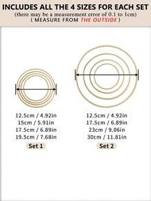 4pcs Beige Dreamcatcher Bamboo Rings, Decorative Hoops For Outdoor Lawn, Wedding, Wall, Bedroom Decor, Wind Chimes, Woven Hangings, Christmas, Halloween And DIY Embroidery Hoop