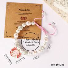 Axolotl Girls Bracelet Pink Pearl Cute Pendant Woven Bracelet Women Exquisite Adjustable Bangles Birthday Gift For Daughter Christmas Accessories