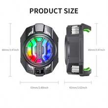 1 pieza Enfriador de teléfono semiconductor negro, material de ABS + aleación de aluminio, ajuste de 3 velocidades, enfriamiento rápido, iluminación RGB, compatible con iPhone, tabletas, etc.