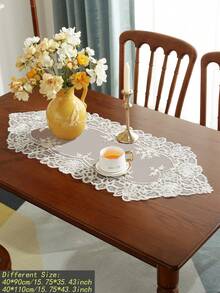100% Polyester Embroidered Table Runner/Runner, Suitable For Wedding, Party, Kitchen, Dining, Coffee, Vanity Tables, Home Decor, Indoor/Outdoor, Camping, Holiday Gatherings, 1pc - Beige - View 2
