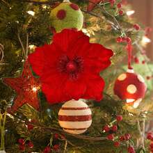 Artificial Christmas Flower Insert Festive Tree Vase Decoration Picks For DIY Craft Wreath Home Holiday Decor - Red - View 3
