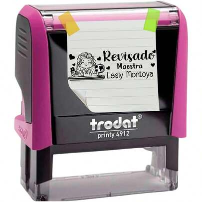 Trodat VIOPY Sello Calificador Personalizado Para Maestras, Maestros, Profesores, Educadores, Docentes Trodat 4912 47x18 mm Agrega Tu Nombre Personaliza Tu Diseño : Hogar y Cocina