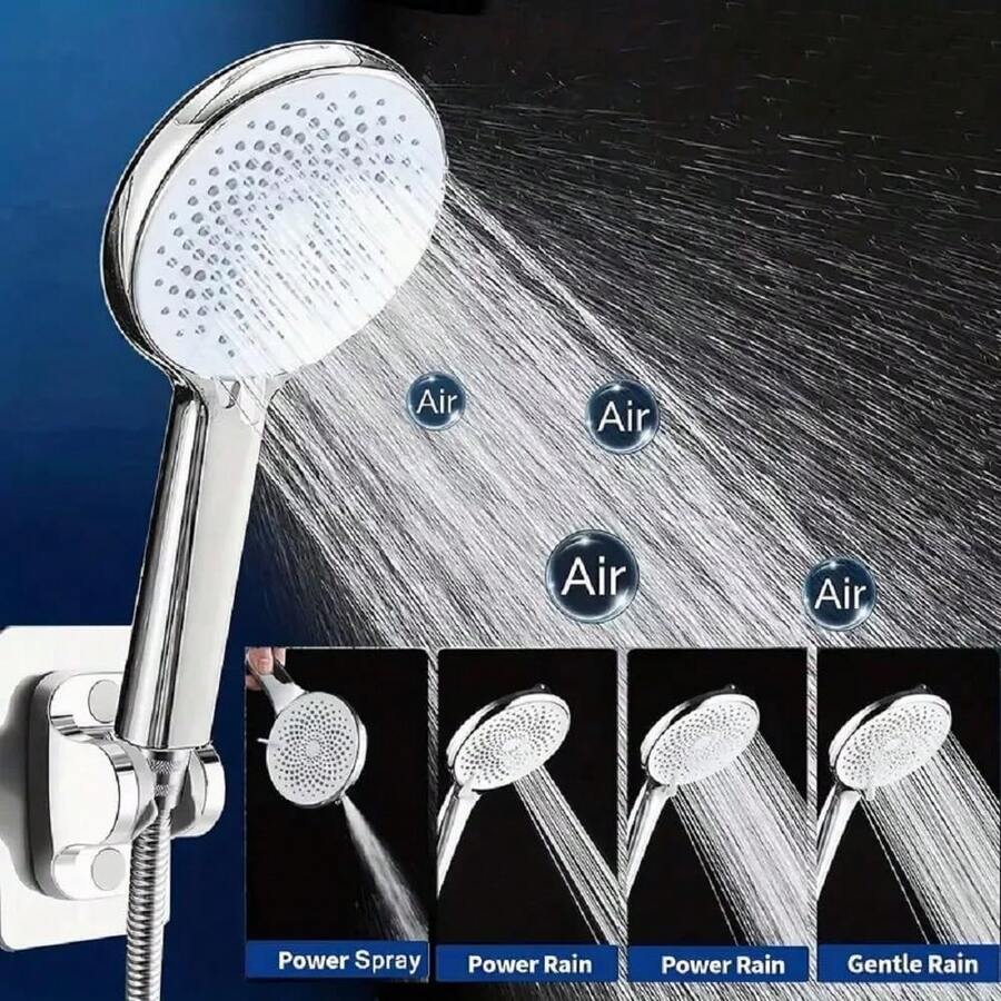 Regaderas para Baño de Lluvia de Alta Presión, Set de 8'' Cabeza de Ducha de Alta Presion, con 5 Modos Regadera de Mano y Manguera 120 (Plata) - 1 - Ver 1