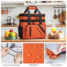 Bandeja Almuerzo 20L Prueba Fugas y Aislada - Doble Nivel Expandible con 6 Bolsillos, Tote Reutilizable para Adultos Trabajo, Acampada, Pesca y Picnics - Negro - Ver 8