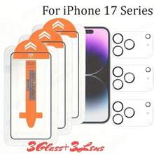 [3+3] HD Tempered Glass Pack: 3pcs 9H Hardness Screen Protectors + 3pcs Full-Coverage Lens Guards For IPhone 12-17 Series-Anti-Scratch, Easy Install - 彩色 - 查看 1