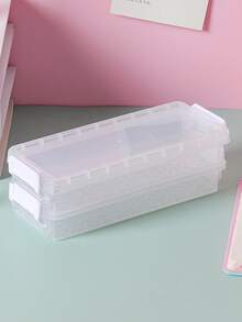 1Pc Transparent Double Layer Stationery Box For Desktop Storage Of Student Learning Supplies School Simple Multifunctional Large Capacity Versatile Personalized Waterproof, Dustproof