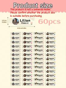 60pcs Personalized Customized Name Stickers, Supporting Photo And Text Customization, PVC Material Waterproof And Wear-Resistant, Suitable For Learning Tools Such As Books, Cups, Stationery Boxes, Stationery Bags, Pens, Erasers, Backpacks - Multicolor - View 4