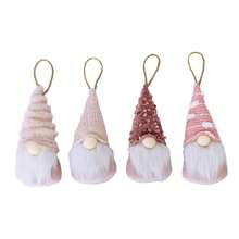 Juego de 4 adornos navideños de gnomo, muñeco de peluche sin rostro, colgantes decorativos para árbol, hogar y vacaciones. - Rosa - Ver 6