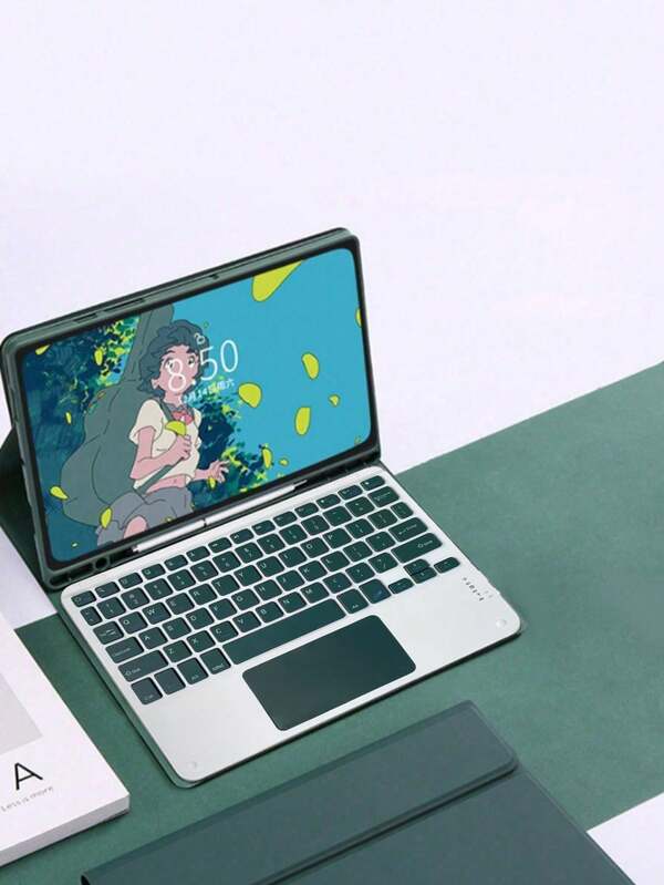 AKKHOO Wireless Keyboard, Rechargeable, Touchpad, Mini Keyboard Compatible With IPad Tablets