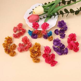 1 Pair Elegant Floral Tassel Earrings For Women, Suitable For Holiday, Birthday, Date, Party, Vacation, Shopping, And Daily Wear