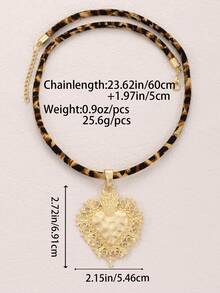 1 Pc Bohemian Bold Minimalist Statement Pendant With Leopard Print Cord Necklace, Suitable For Daily Outings, Christmas And Birthday Gifts