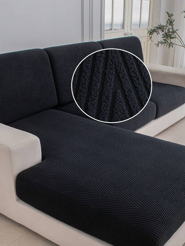 1pc Black Elastic Sofa Seat Cushion Cover, Backrest Cover, Sofa Protector, Dust-Proof And Dirt-Resistant, Removable And Washable, Suitable For All Seasons, Ideal For Living Room Decor