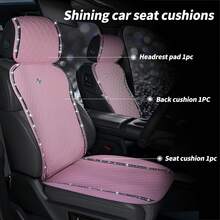 2 cojines para asiento de coche con coronas rosas y diamantes artificiales - Rosa - Ver 2