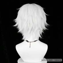 White Men Short Synthetic Straight Fluffy Wig Anime Game Cosplay Wig Heat Resistant For Daily Party - White - View 5