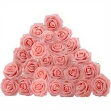 50pcs Artificial Flowers Peach Pink Roses Real Looking Fake Flowers Foam Roses W/Stem DIY Wedding Bouquets Centerpieces Baby Shower Party Holiday Christmas Home Decorations - 50枝粉紅玫瑰 - 查看 2