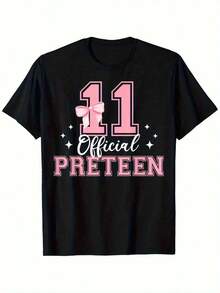 11th Birthday Girl Pink Coquette Bow-Shirt - Cute & Cotton Short Sleeve Tee Youngsters, Casual Summer Style With Official Pretteen Print, Comfortable Round Neck Design, Girls Shirts - Black - View 1