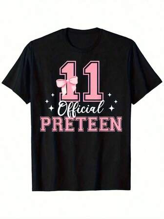 11th Birthday Girl Pink Coquette Bow-Shirt - Cute & Cotton Short Sleeve Tee Youngsters, Casual Summer Style With Official Pretteen Print, Comfortable Round Neck Design, Girls Shirts