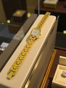 Potenzia Women's Mini Elegant Square Waterproof Watch With Beautiful Silver Steel Bracelet - 金色 - 查看 2