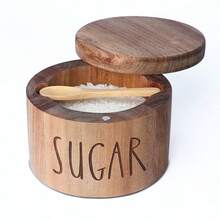 Juego de 1/2 piezas de boles de sal, pimienta y azúcar de madera de palisandro con tapas magnéticas giratorias y cucharas para almacenar azúcar, sal, especias, hierbas o condimentos favoritos