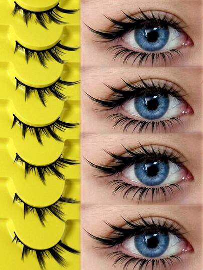 7 pares de nuevas pestañas postizas de ojos de gato naturales, pestañas postizas 3D de visón falso suaves, pestañas de anime de manga para Halloween y Cosplay, extensión de pestañas voluminosas