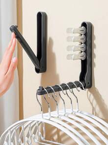 2PCS/1PC Hangers Save Space, Foldable Hanging Storage Device, Hanger Hook Organizer And Hanger Storage Rack That Can Accommodate Velvet/Wood/Plastic Hangers, Multi-Functional Non-Porous Storage Rack