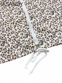 Women's Fall Winter Bestselling Pants Set - Random Print Hooded Top & Straight Leg Trousers, Casual Daily Outfit Spring - Apricot - View 6