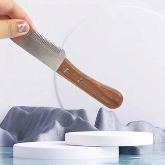 1pc Professional Pet Grooming Knife, Stainless Steel Blade & Wooden Handle - Precise Dematting And Deshedding Comb Tool, Suitable For Dogs And Cats, Ergonomic Design For Easy Grip And Control, Dog Grooming